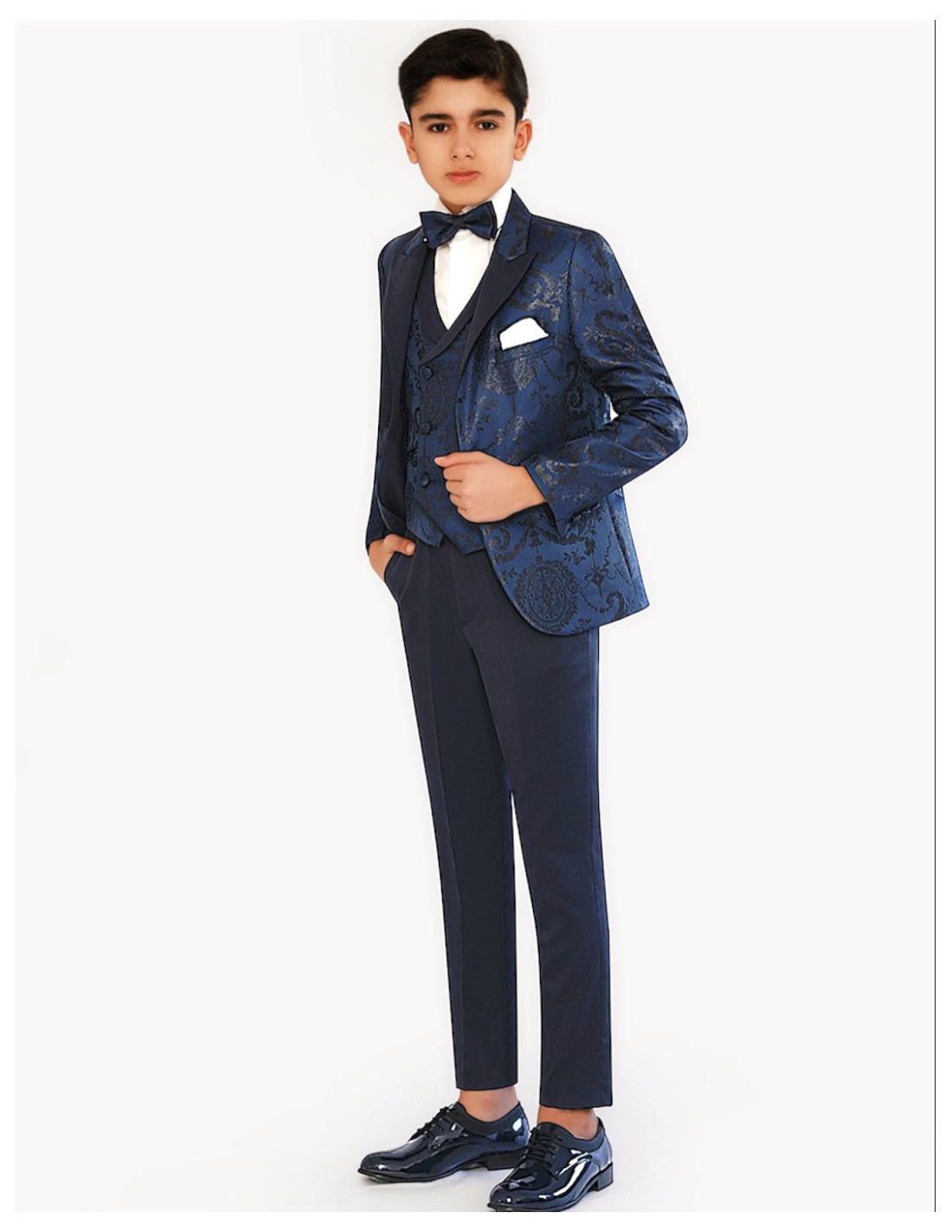 Costume Enfant Cérémonie à Motif fleuri Bleu Marine - Lucas