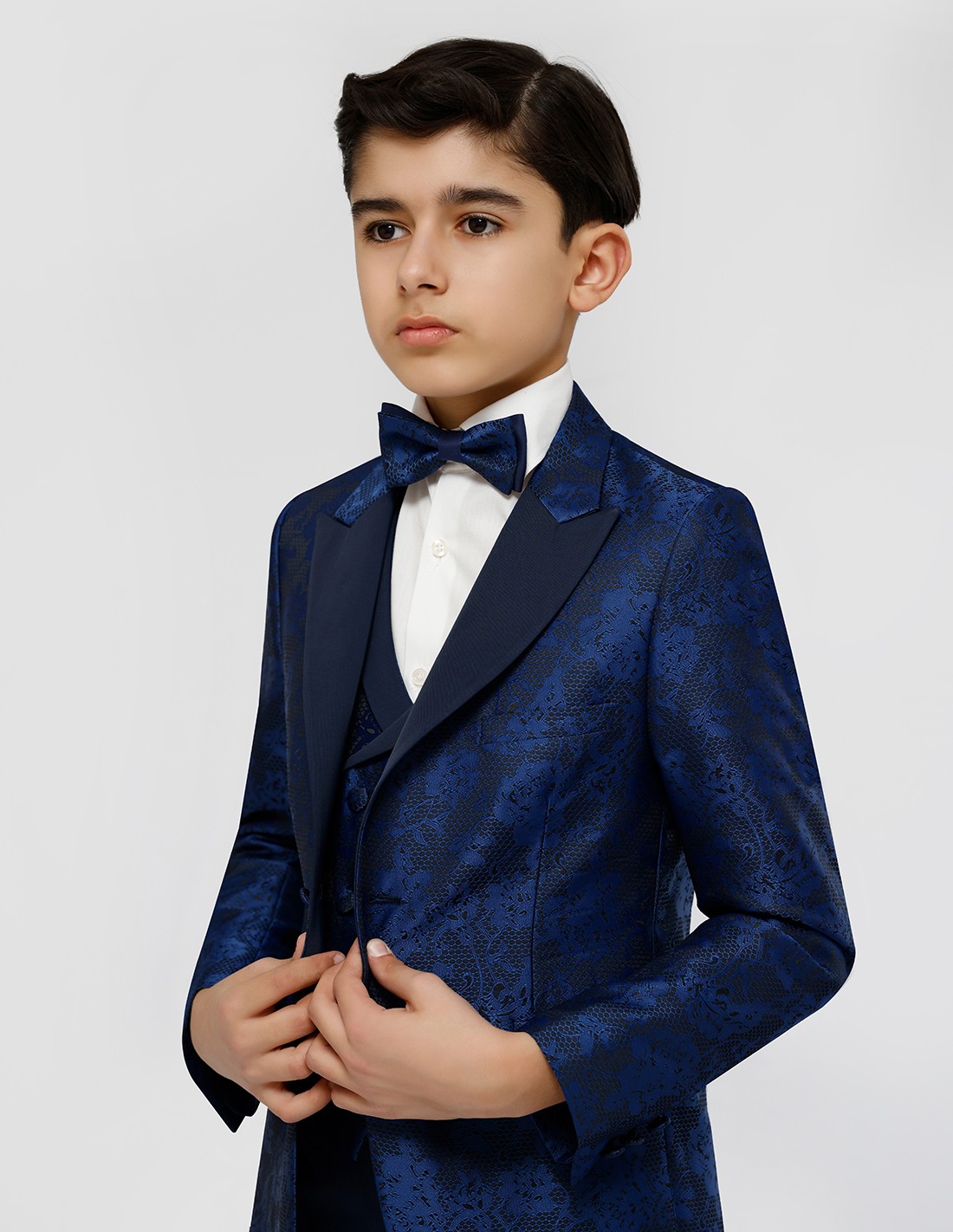 Costume Enfant Cérémonie à Motif fleuri Bleu Roi - Lucas 2