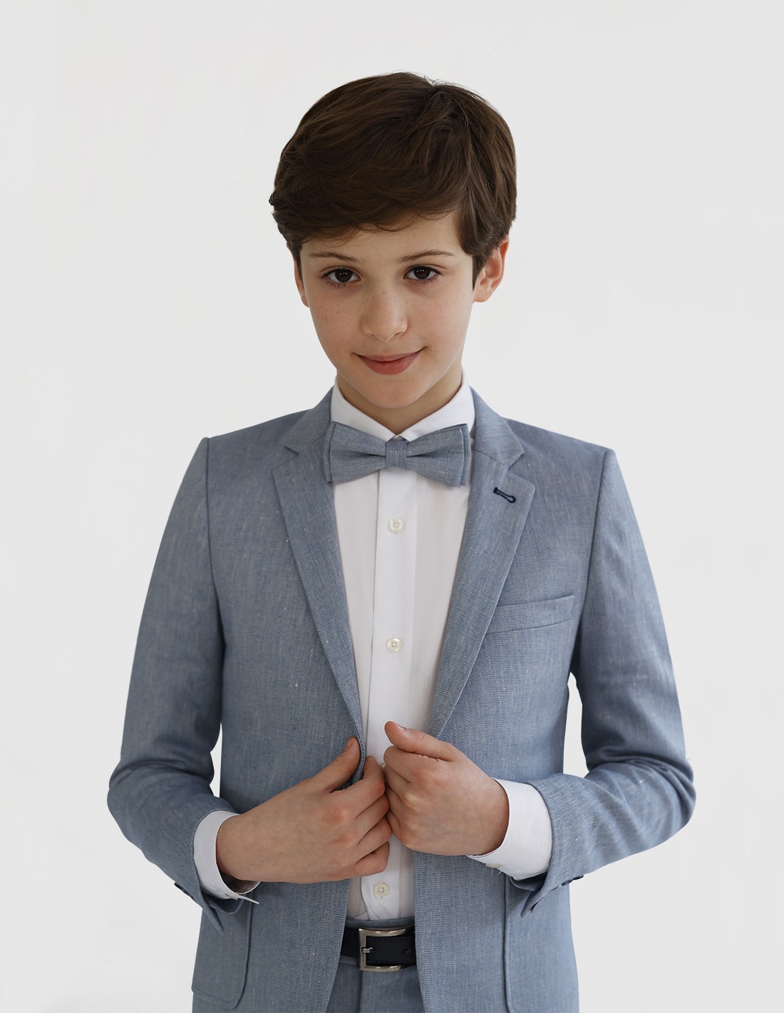 Costume Enfant de Cérémonie en Lin Bleu 2