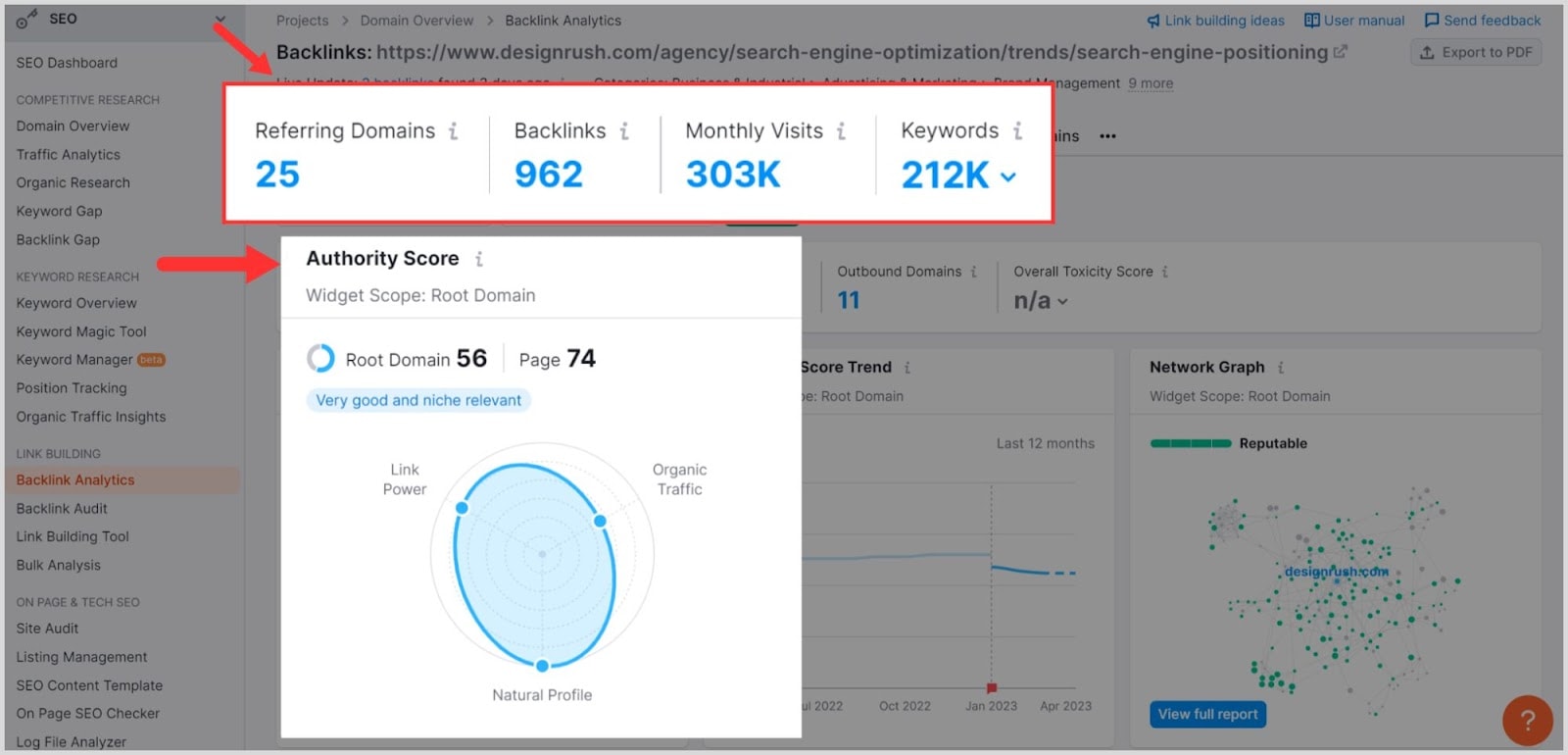 Semrush BA – Image 17 Select any backlink and see relevant details
