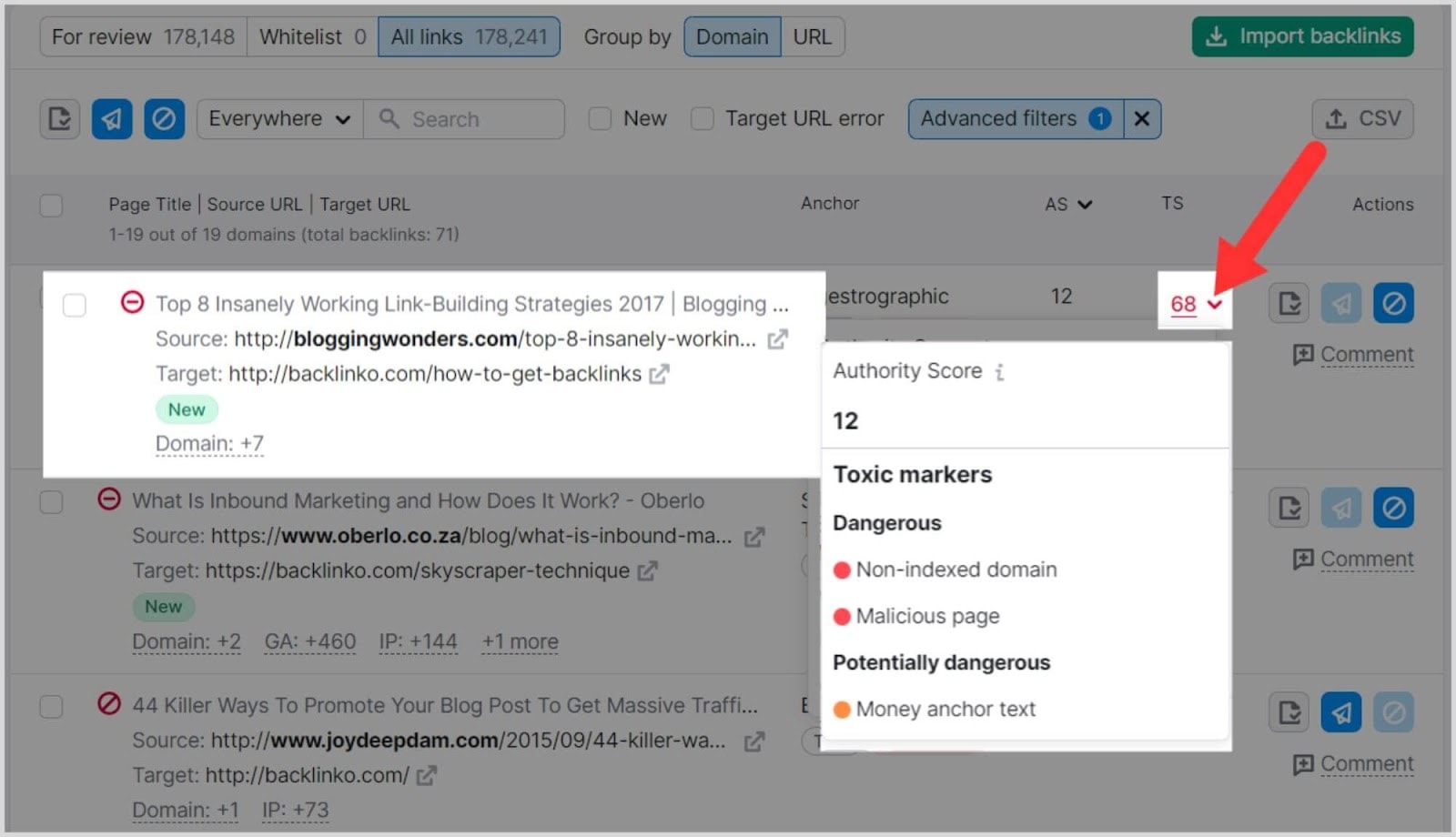 Semrush BA – Image 22 Why SEMrush this a toxic backlink