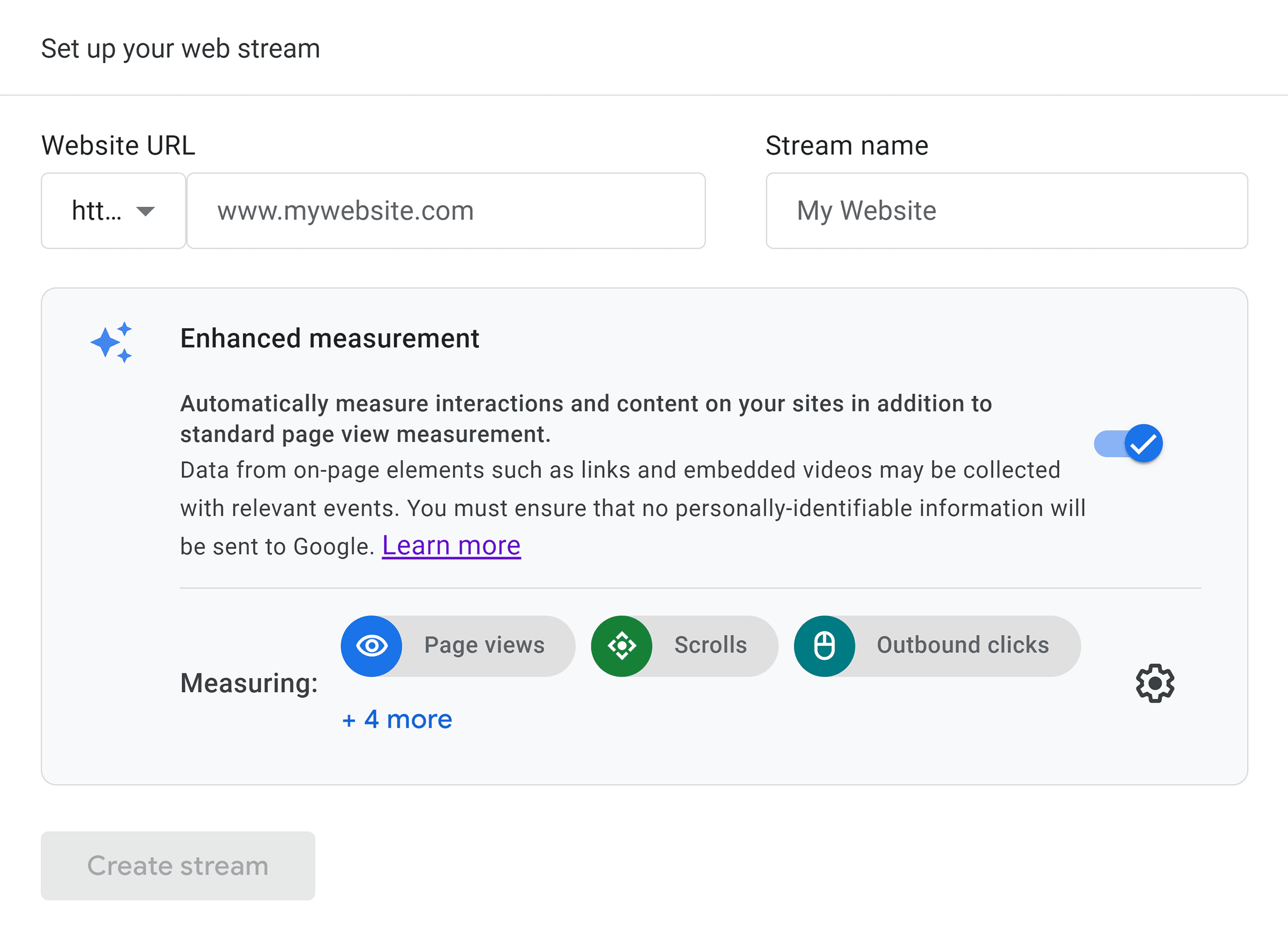 Analytics – Set up data stream Analytics – Set up data stream