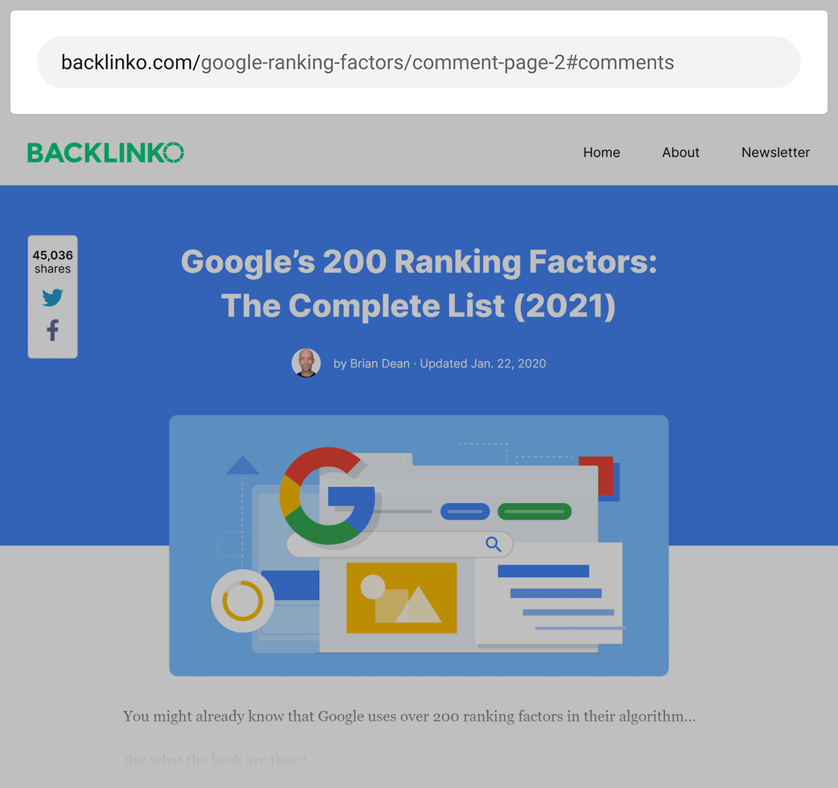 Backlinko – Comments pages have original post on them Backlinko – Comments pages have original post on them