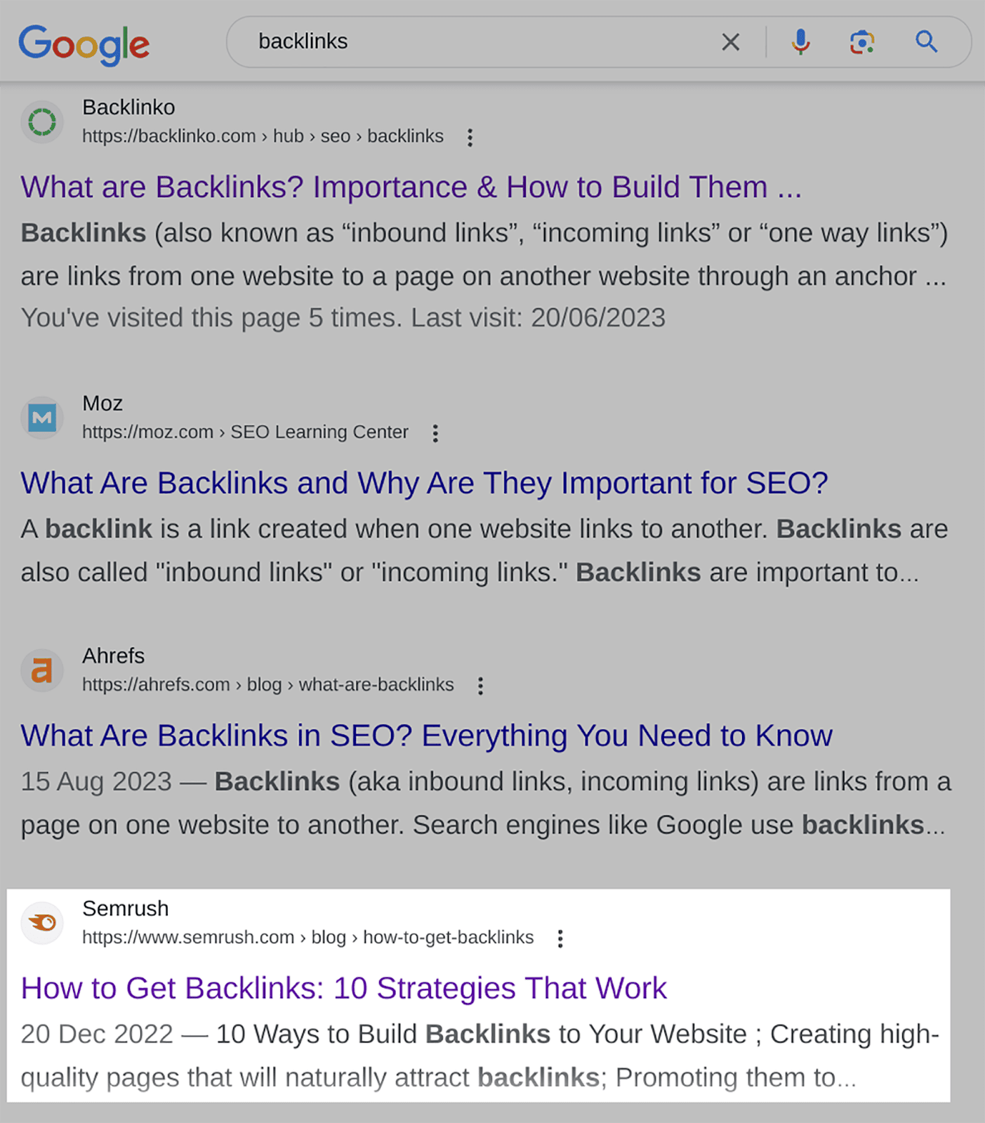 Backlinks query on regular browser Backlinks query on regular browser