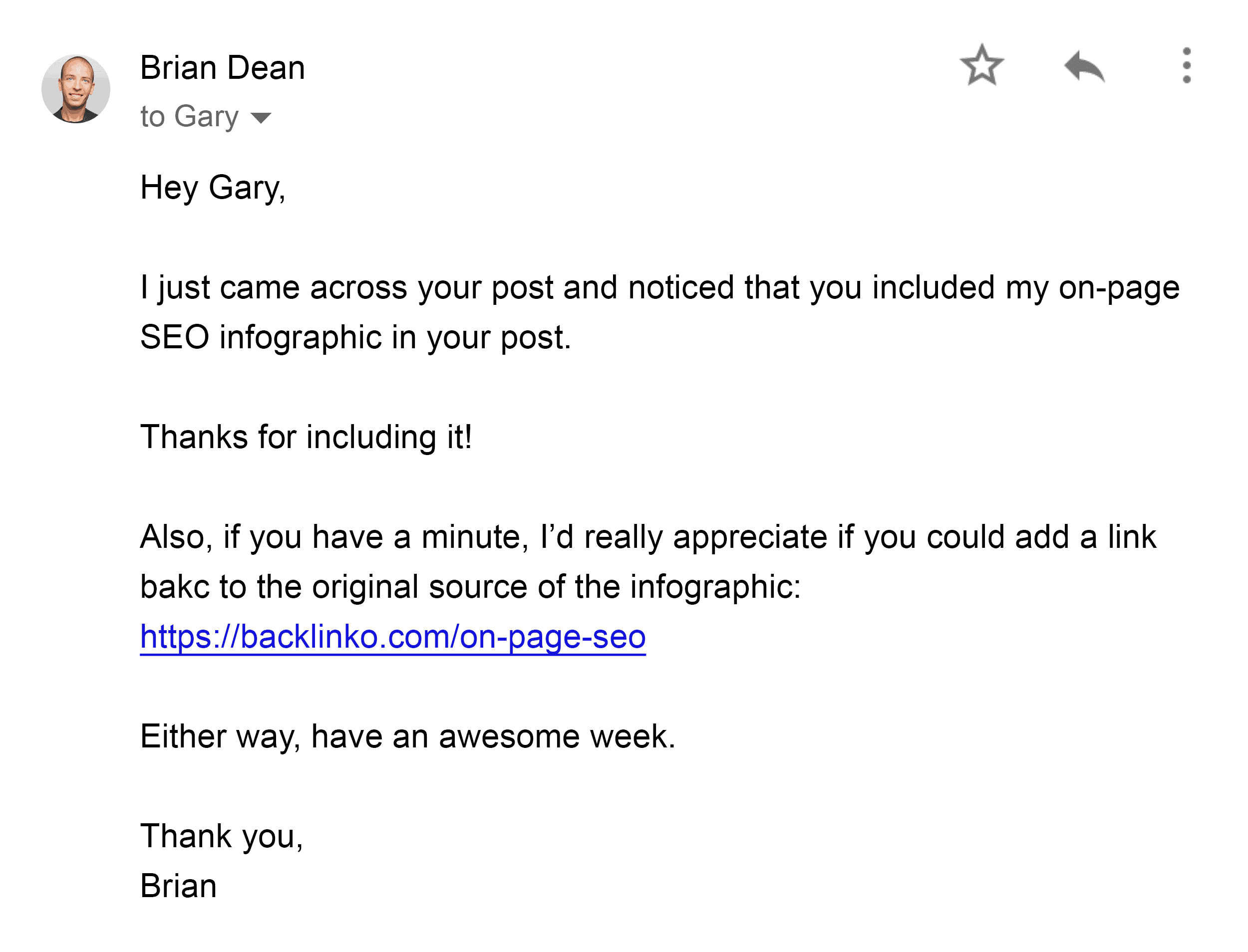 Brian’s outreach email – Infographics Brian's outreach email – Infographics