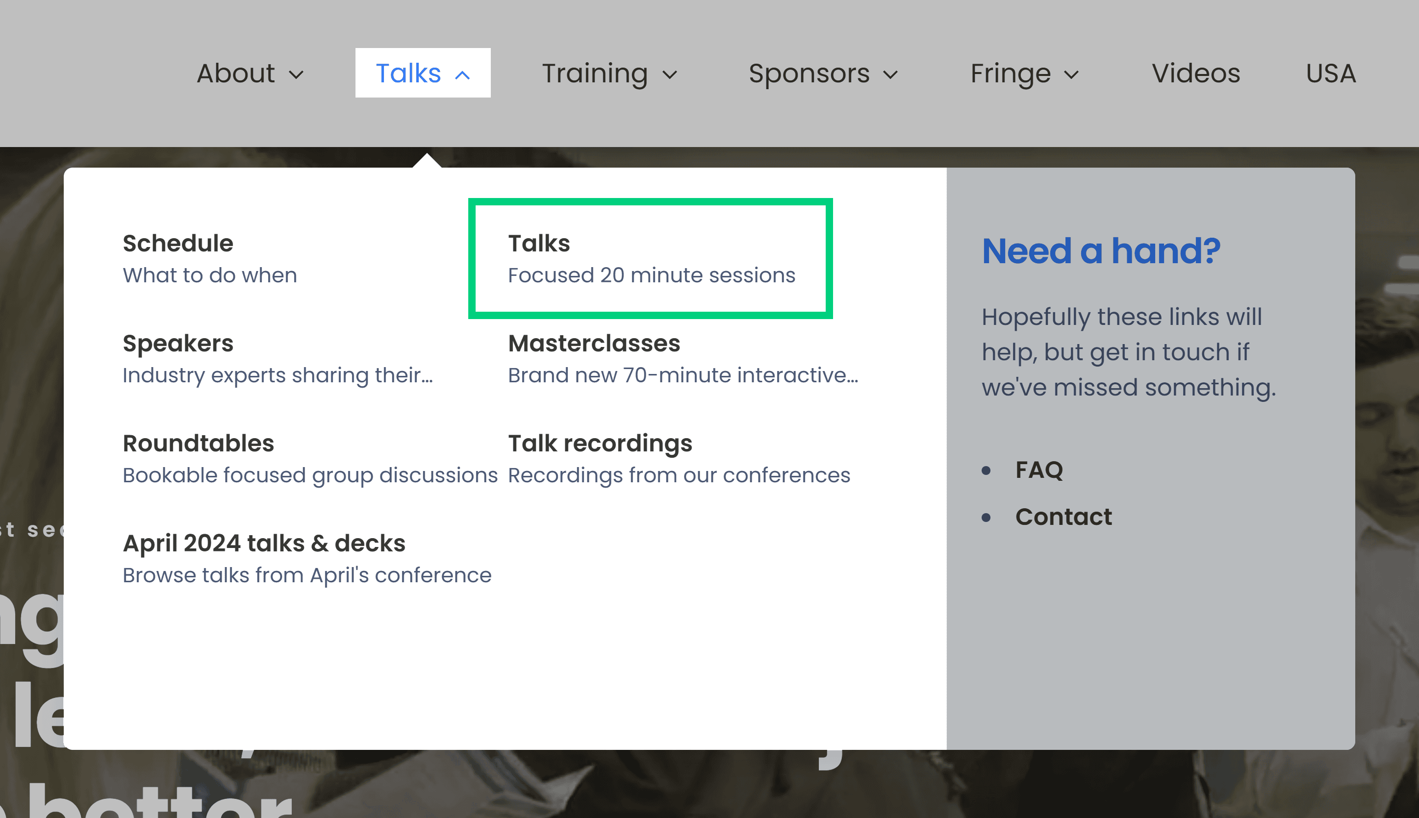 BrightonSEO – Talks menu BrightonSEO – Talks menu