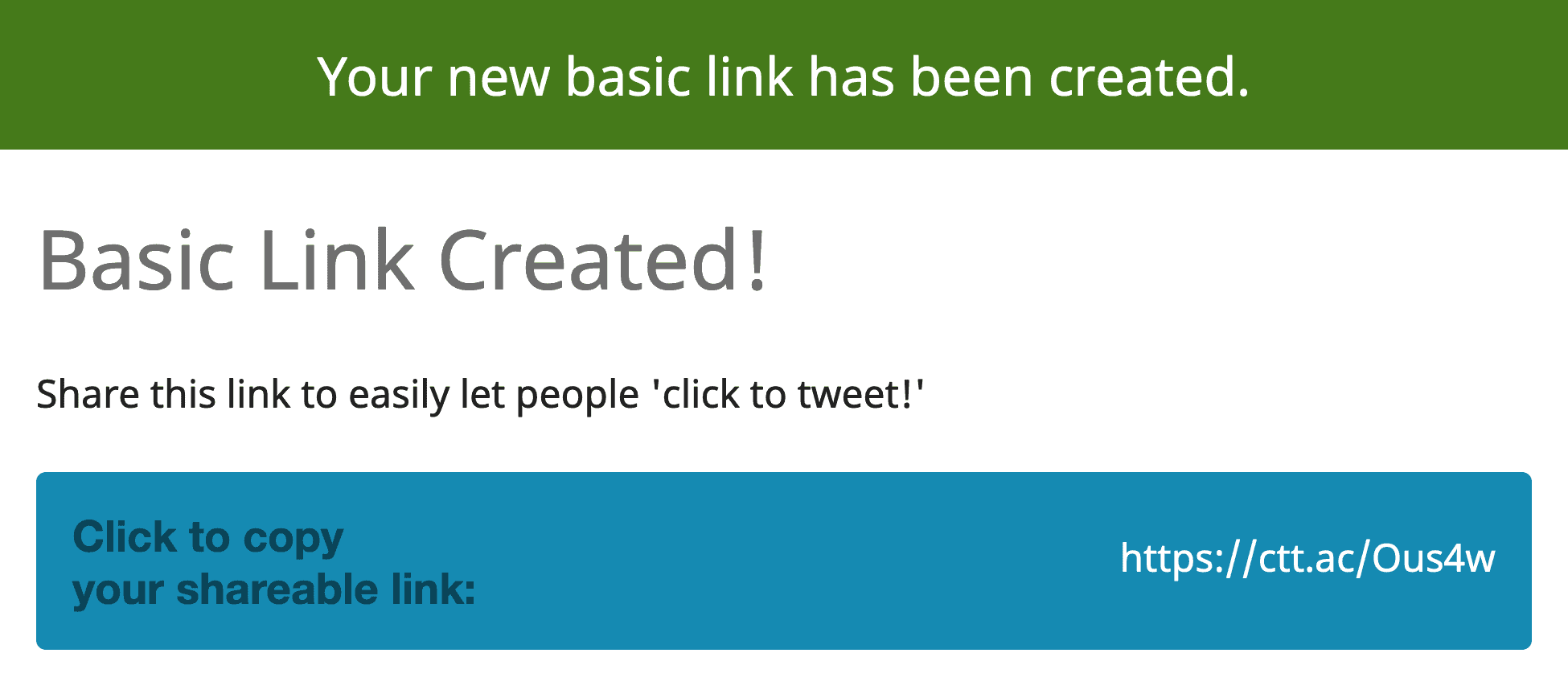 Click To Tweet New Link Generated Click To Tweet New Link Generated