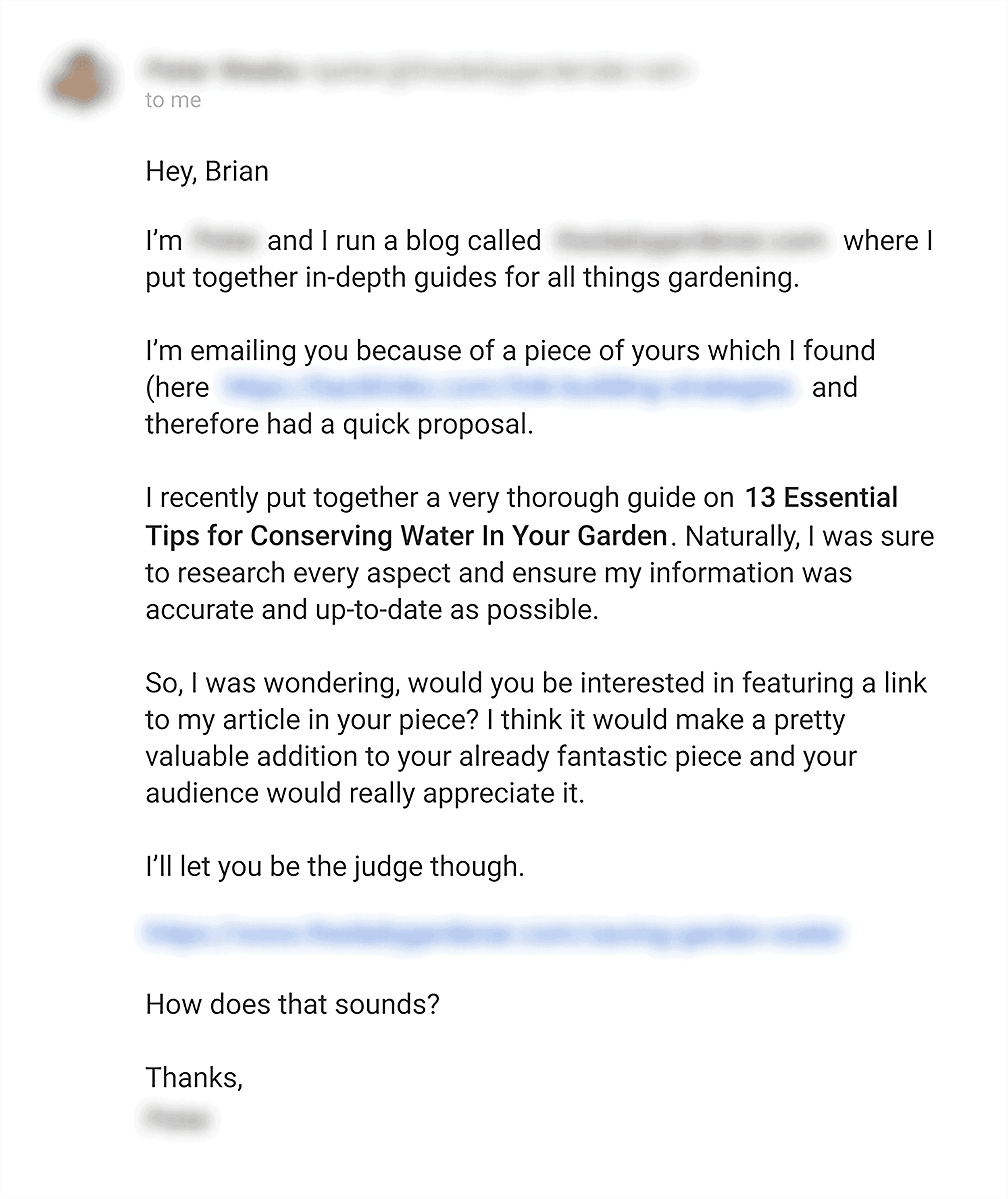 Generic outreach email Generic outreach email