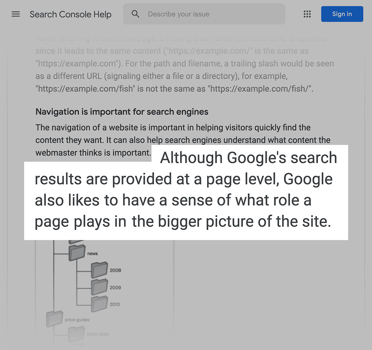 Give Google context about each page Give Google context about each page
