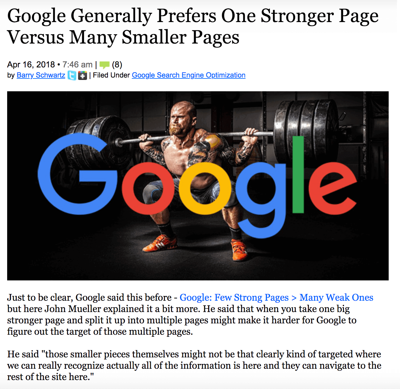 Google prefers one stronger page Google prefers one stronger page