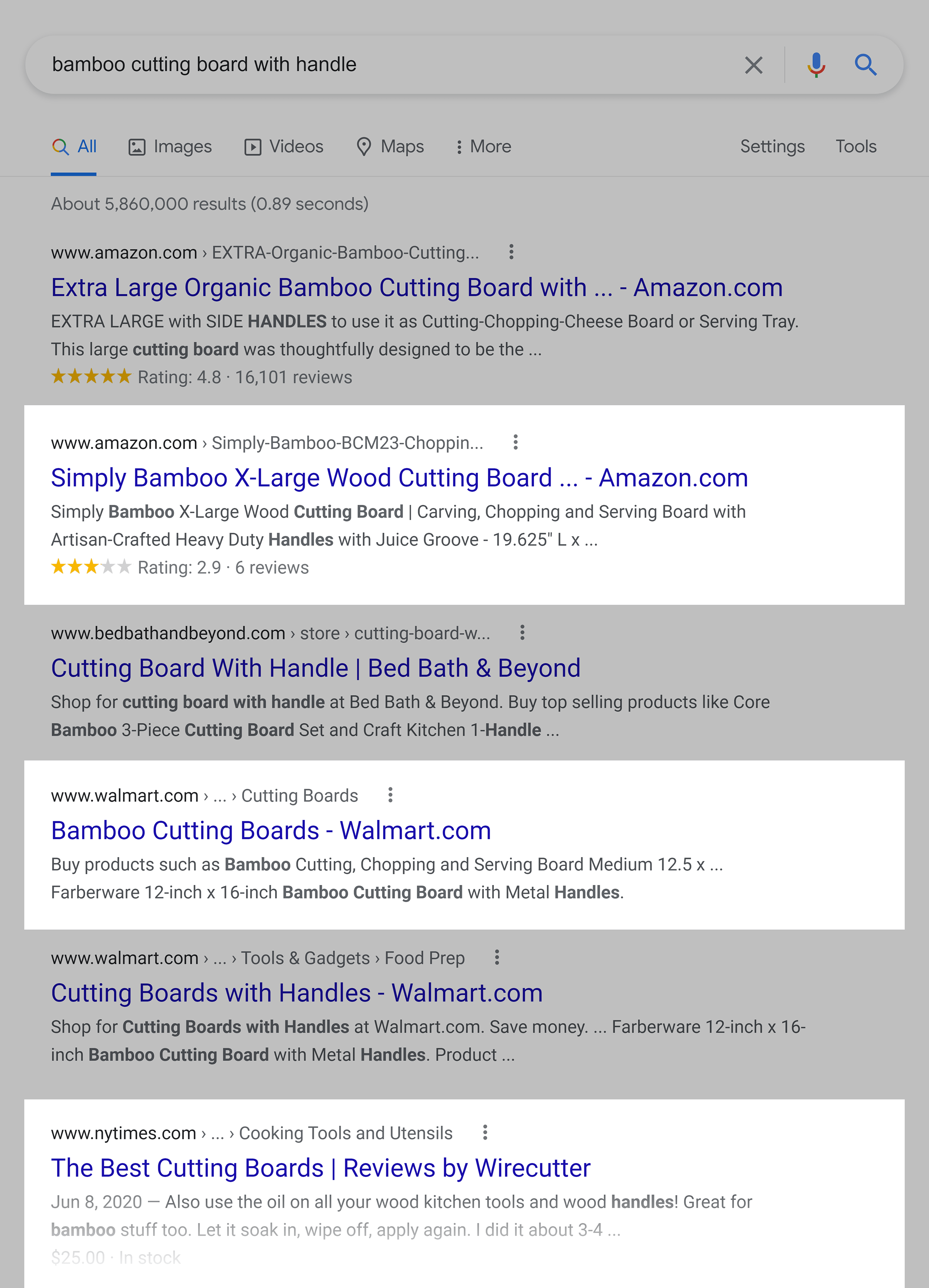 Google SERP – Bamboo cutting board with handle Google SERP – Bamboo cutting board with handle