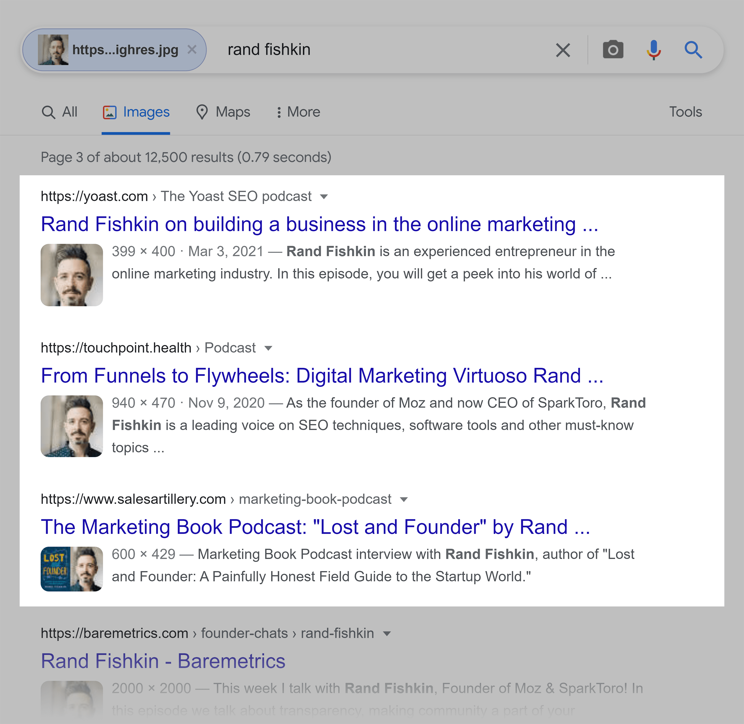 Google SERP – Rand Fishkin podcasts Google SERP – Rand Fishkin podcasts