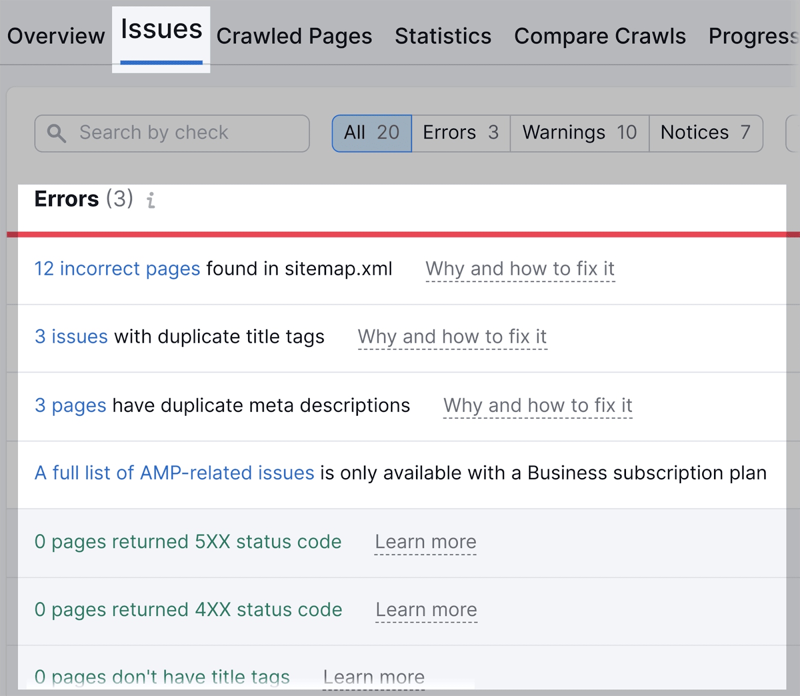 Issues tab Issues tab
