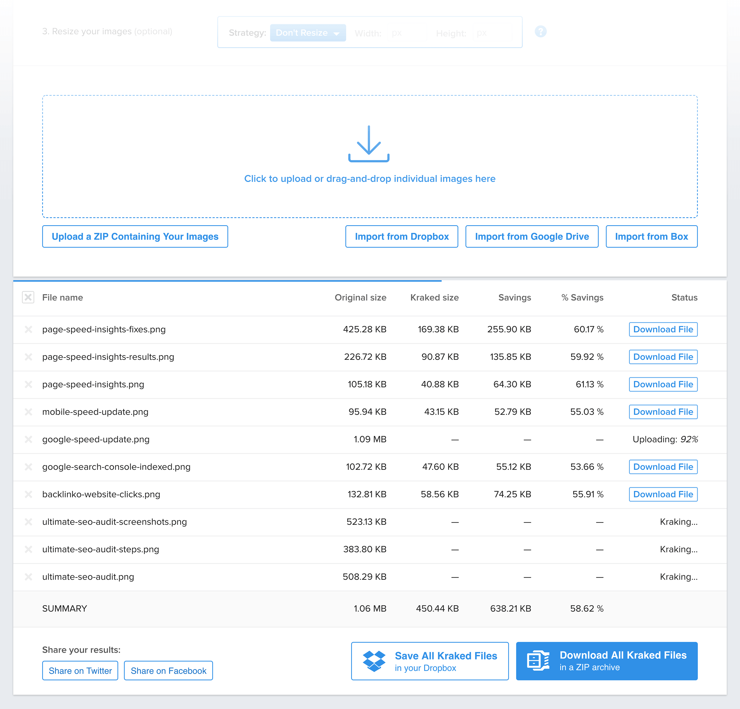 Kraken – Web interface Kraken – Web interface
