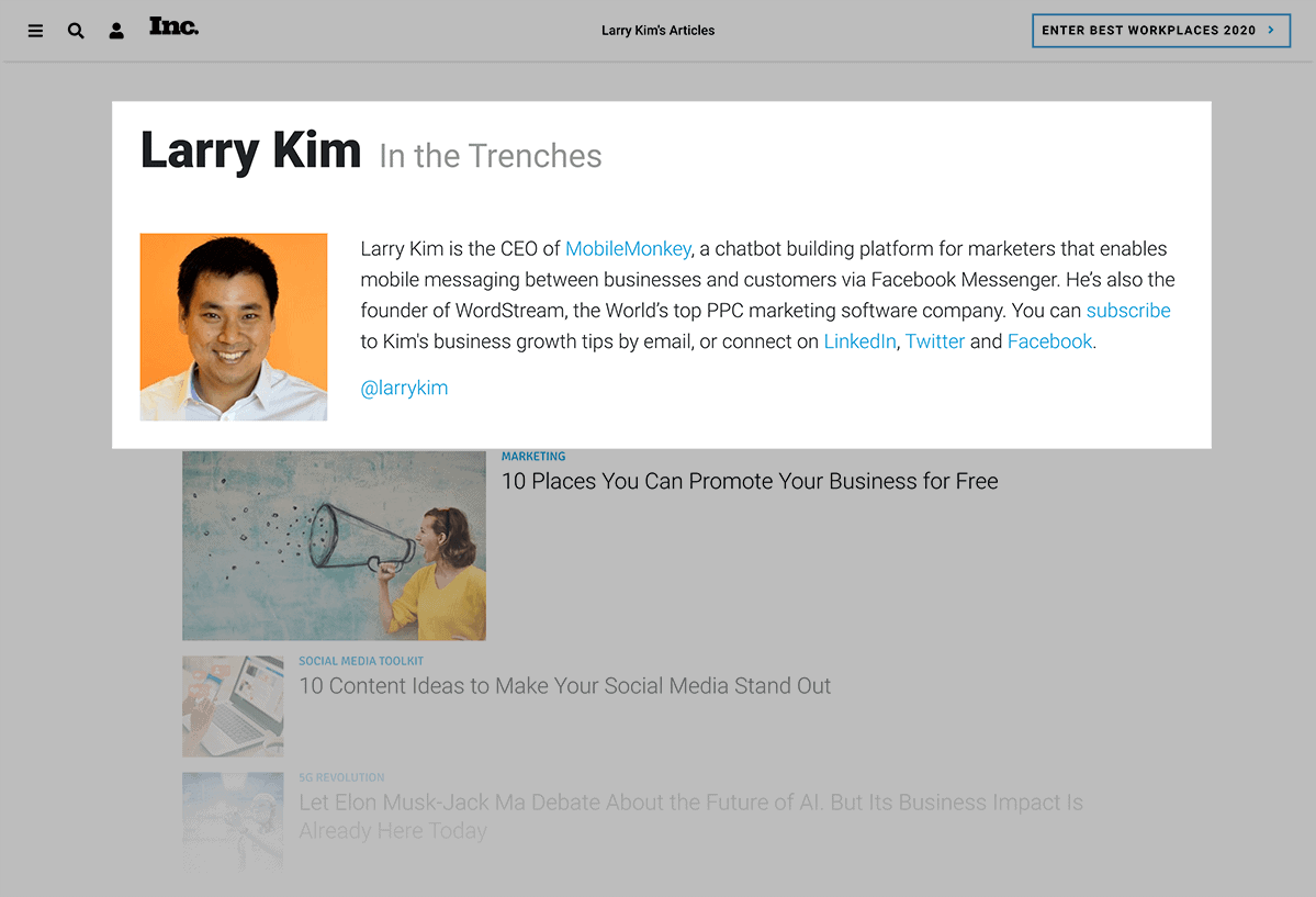 Larry Kim guest posting on Inc. Larry Kim guest posting on Inc.