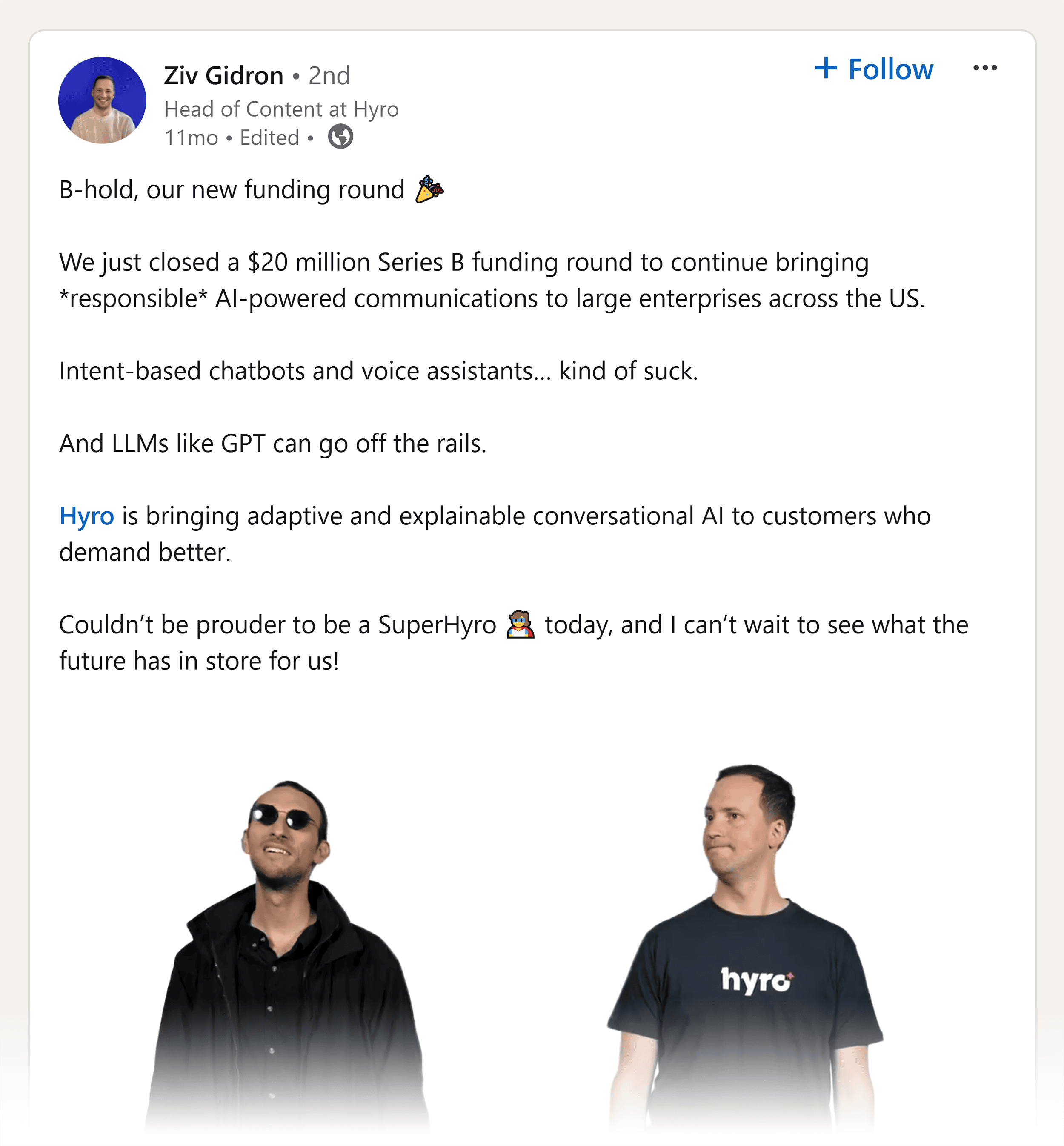 LinkedIn – Hyro – Funding video LinkedIn – Hyro – Funding video