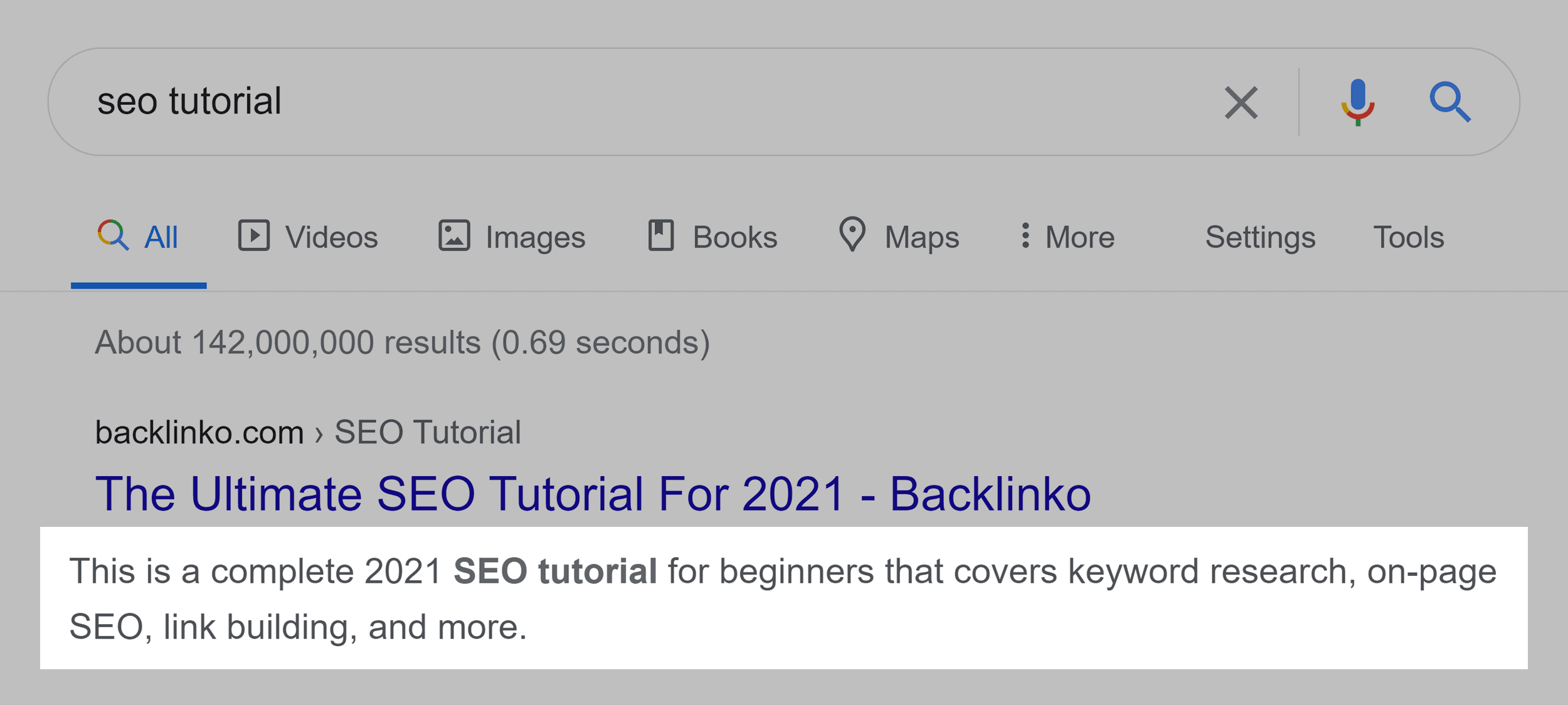 Meta description in Google SERP Meta description in Google SERP