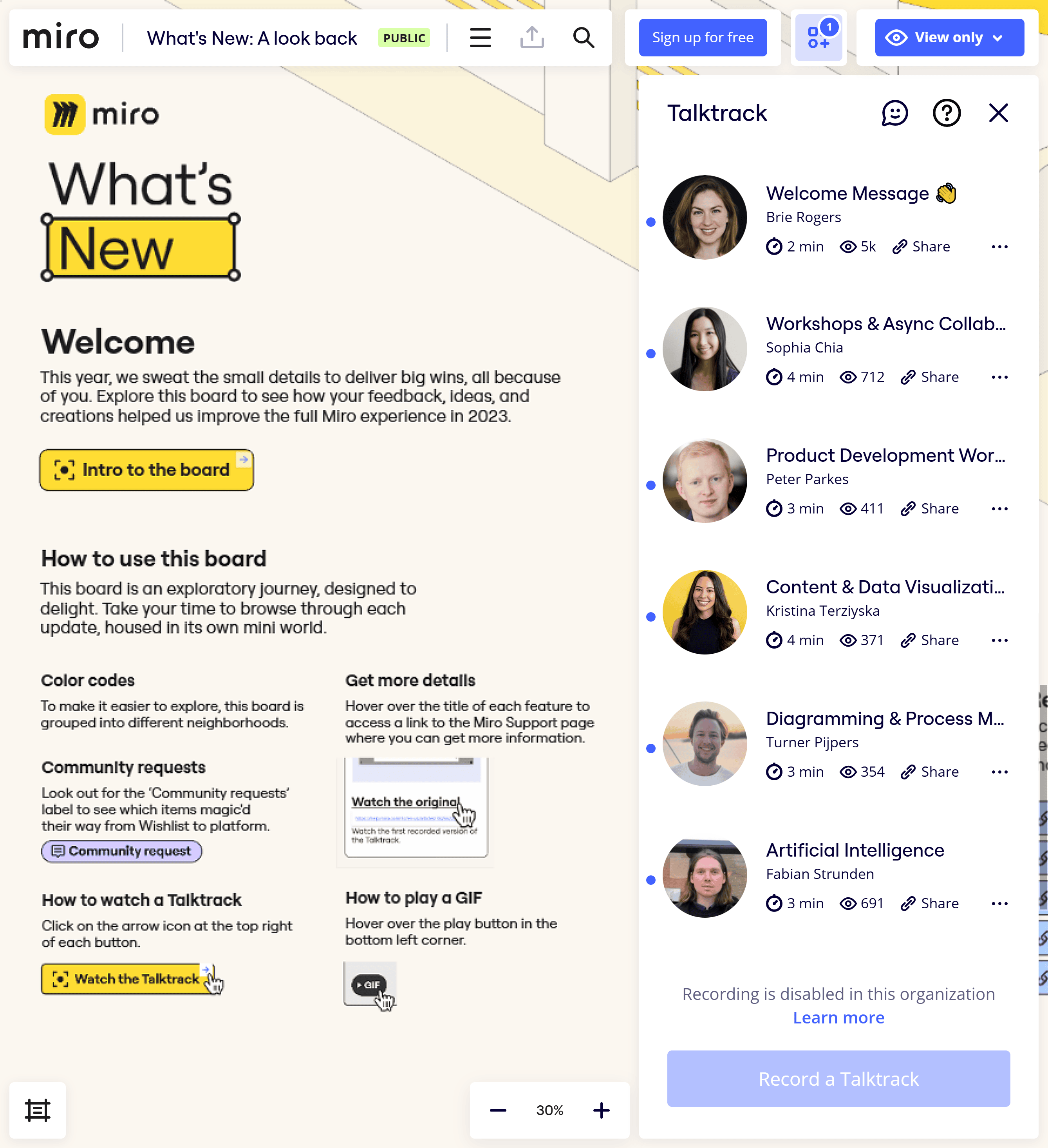 Miro board – Talktracks Miro board – Talktracks
