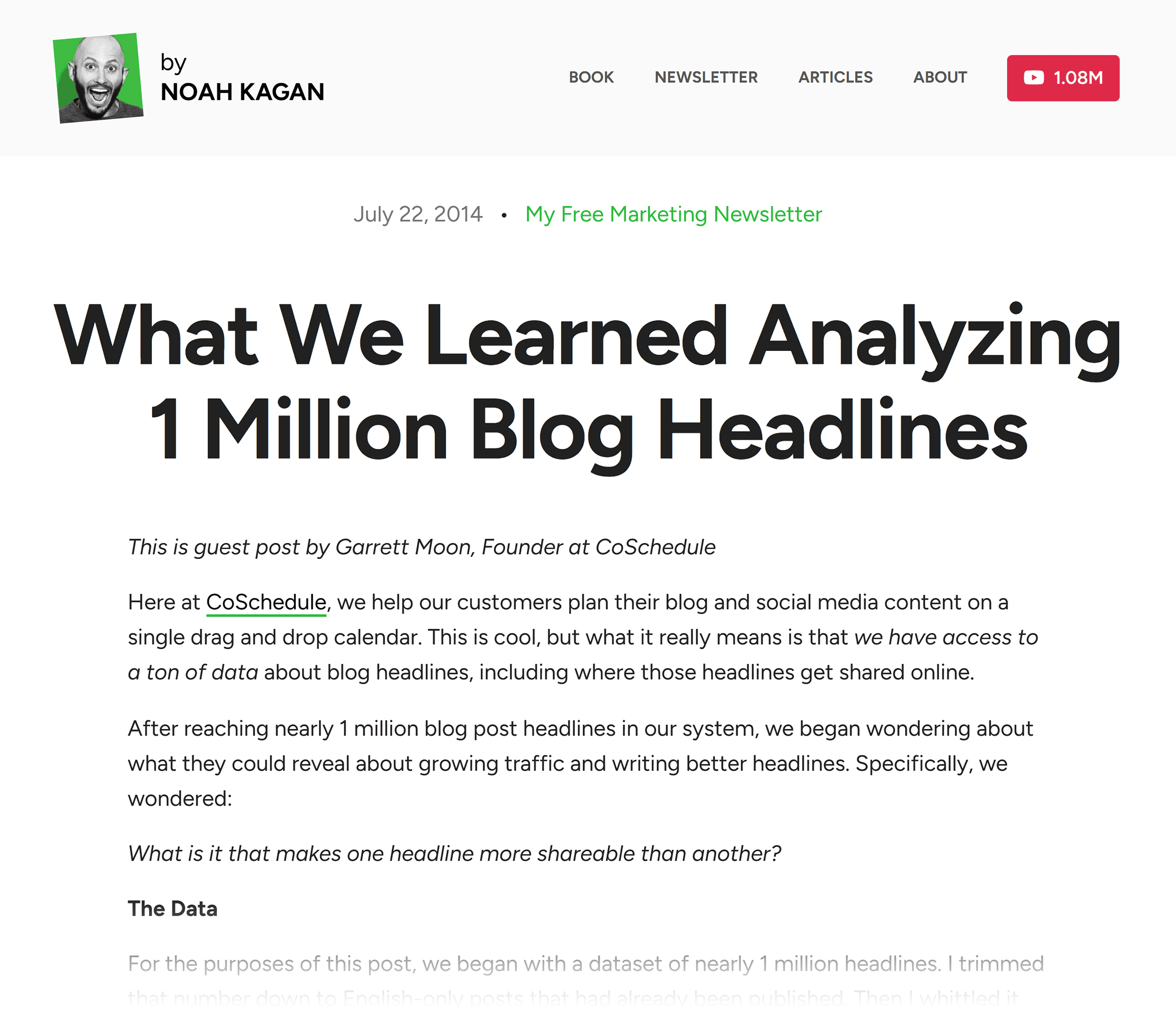 Noah Kagan – We analyzed nearly 1 million headlines Noah Kagan – We analyzed nearly 1 million headlines