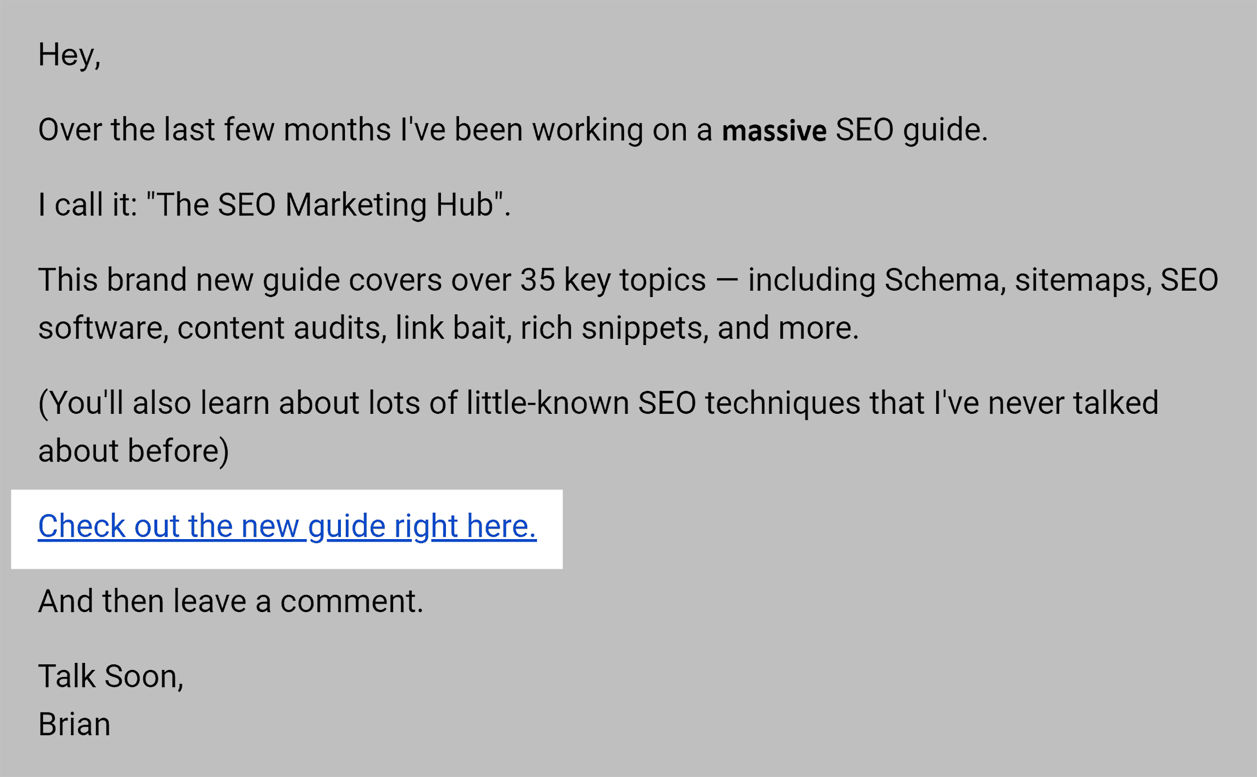 One link in newsletter One link in newsletter