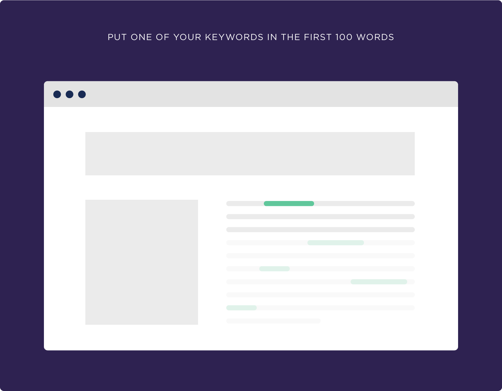 Put one of your keywords in the first 100 words Put one of your keywords in the first 100 words