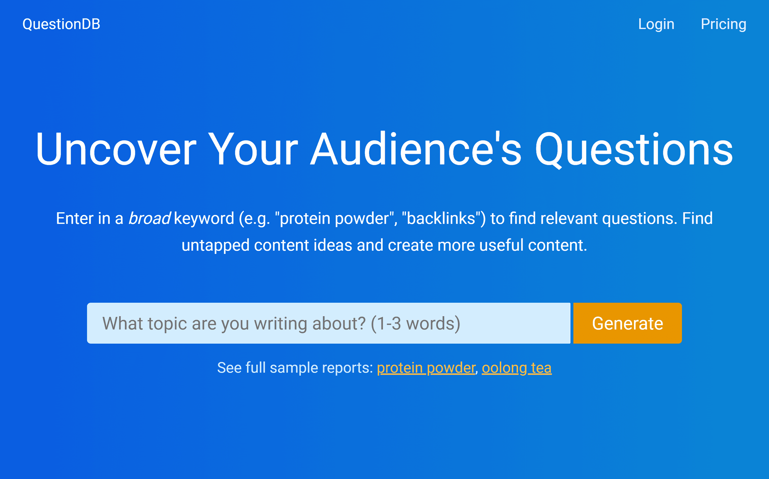 QuestionDB – Homepage QuestionDB – Homepage