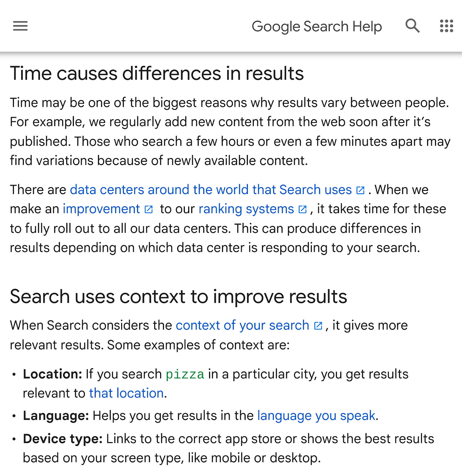 Reasons for SERP divergence