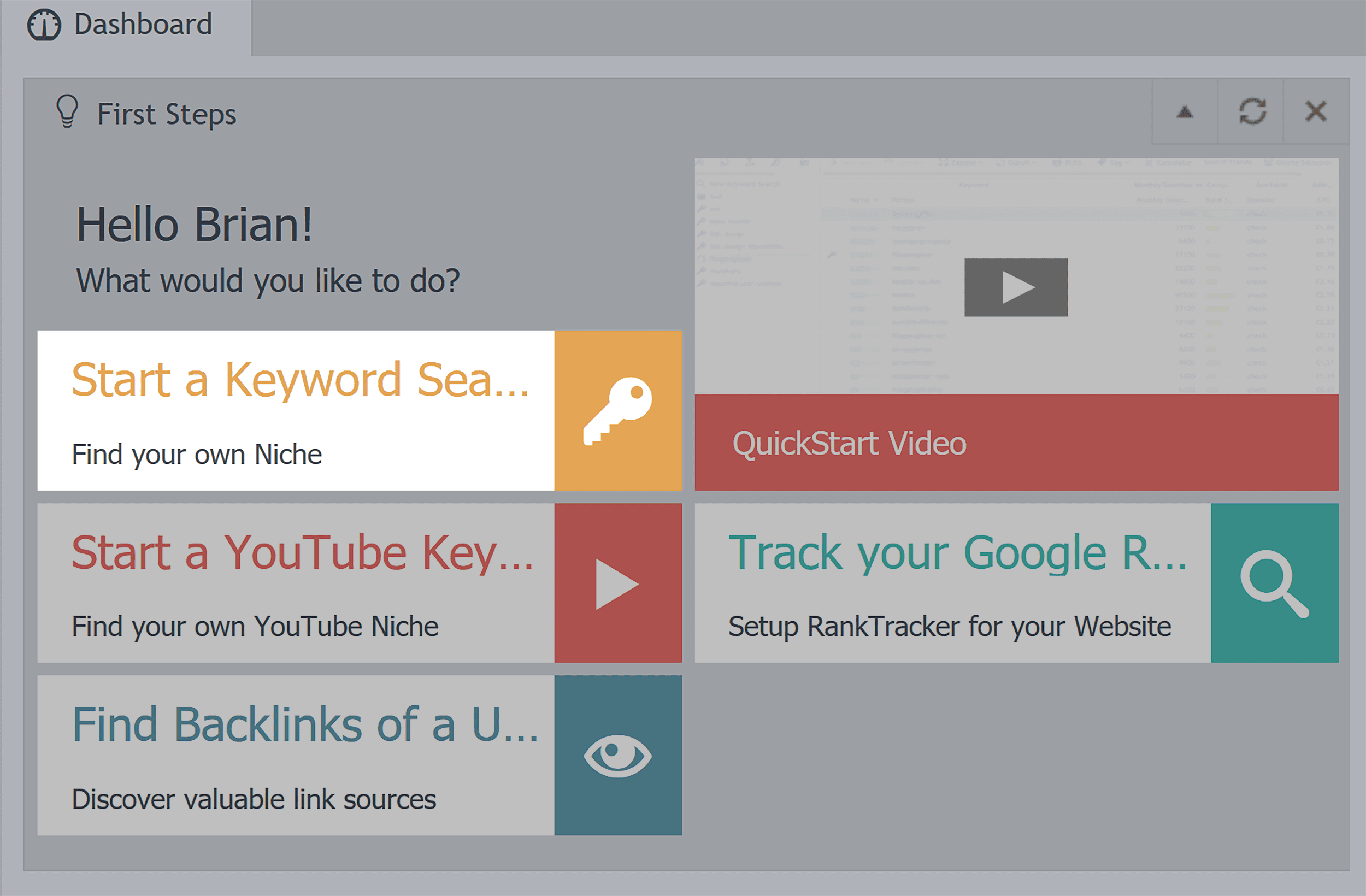 SECockpit – Start keyword search SECockpit – Start keyword search
