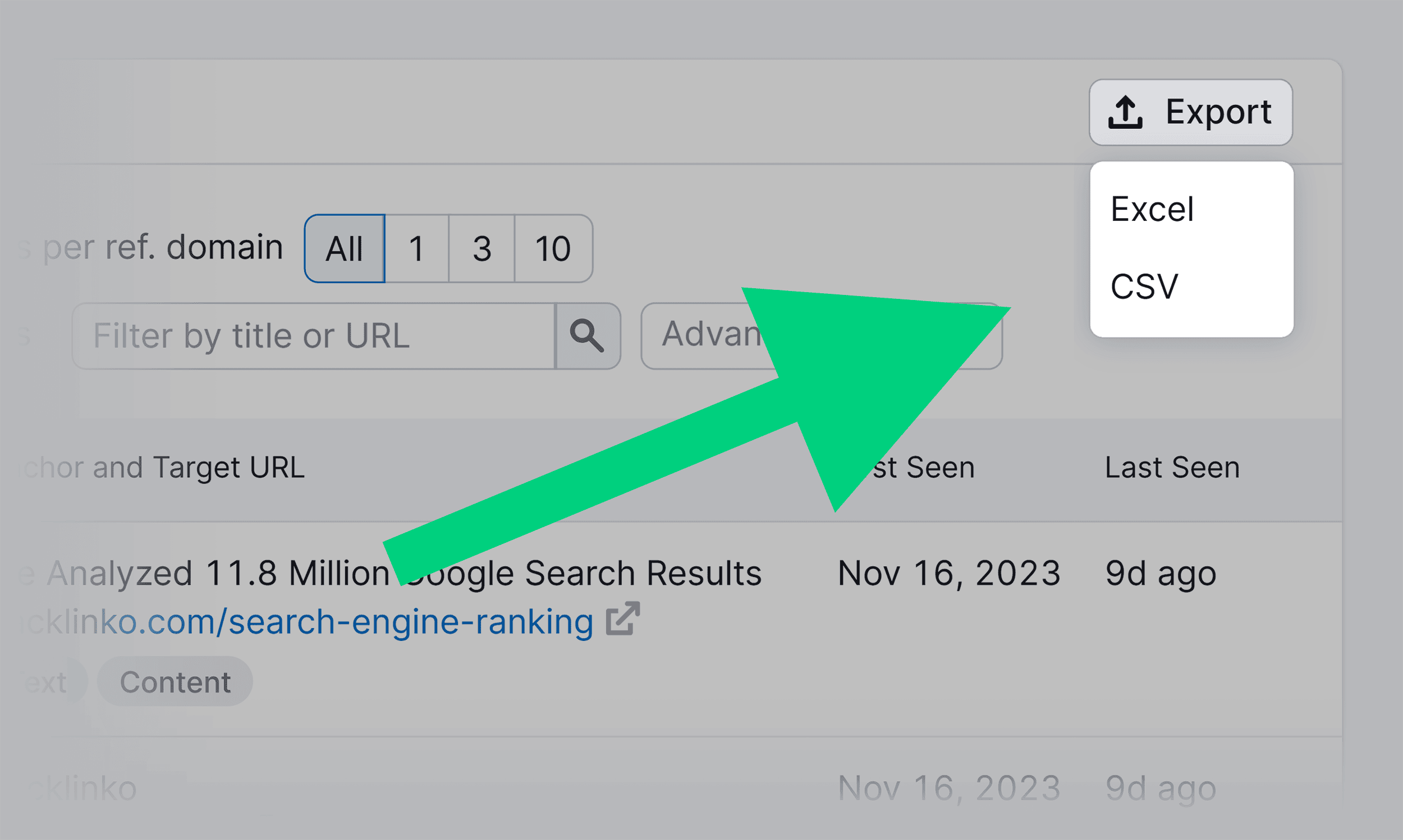 Semrush – Export backlinks Semrush – Export backlinks