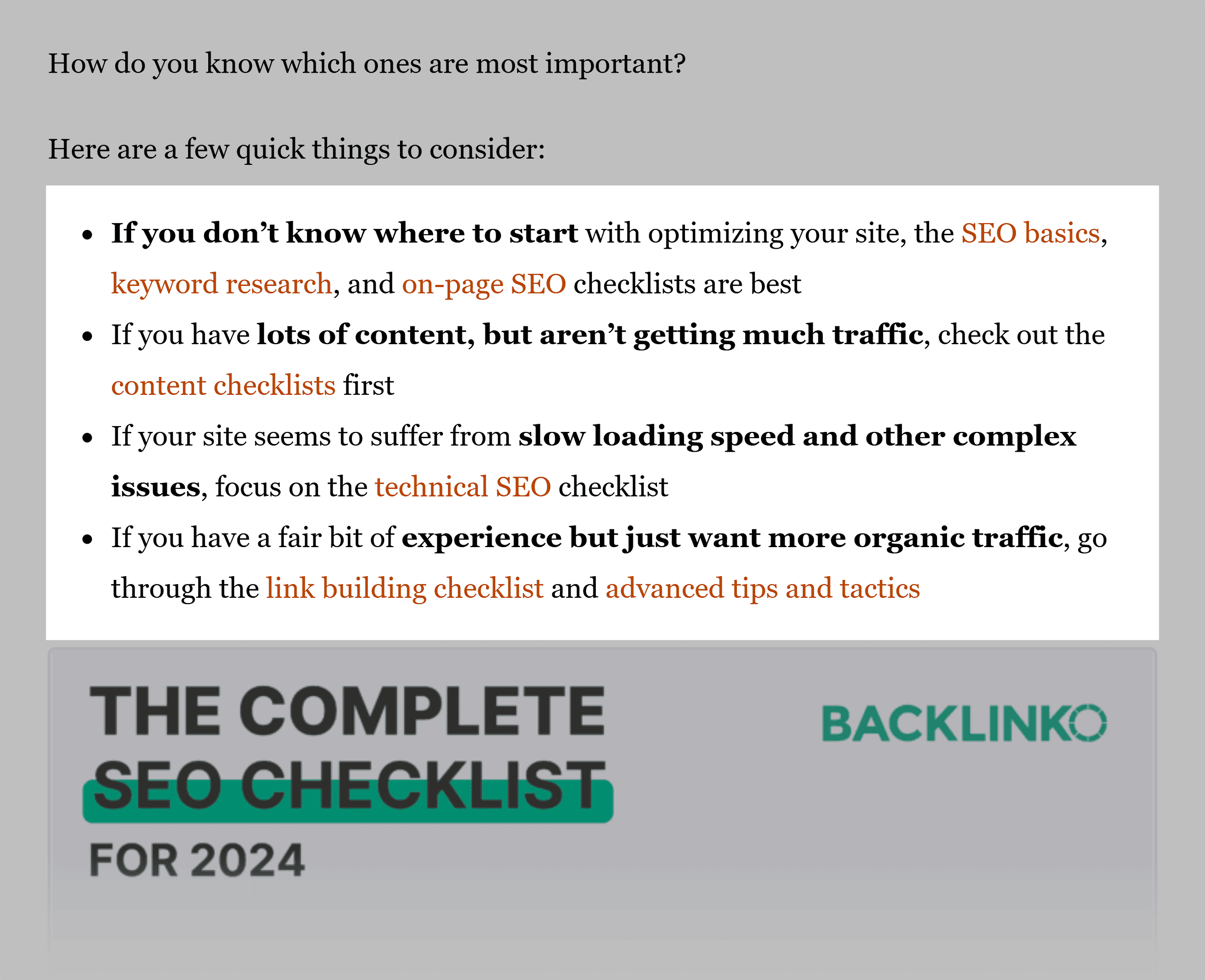 SEO checklist – List with links SEO checklist – List with links
