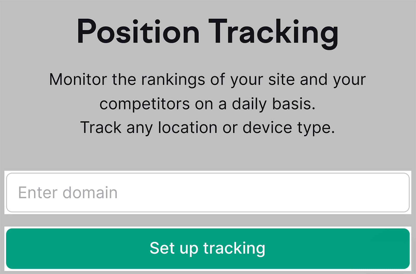 Set up tracking Enter domain and set up tracking