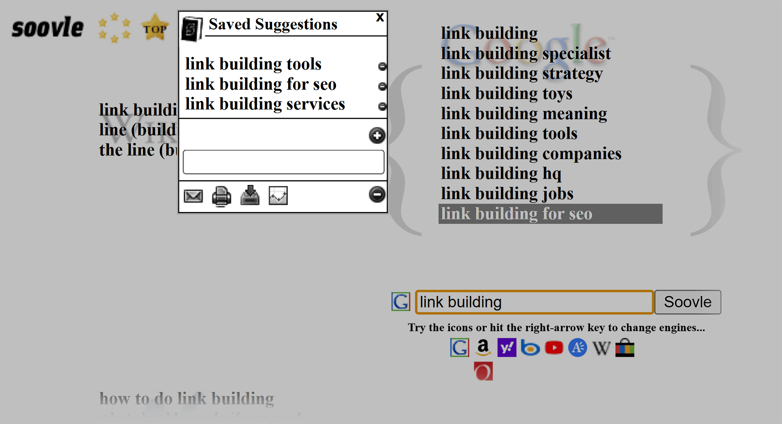 Soovle – Saved suggestions Soovle – Saved suggestions