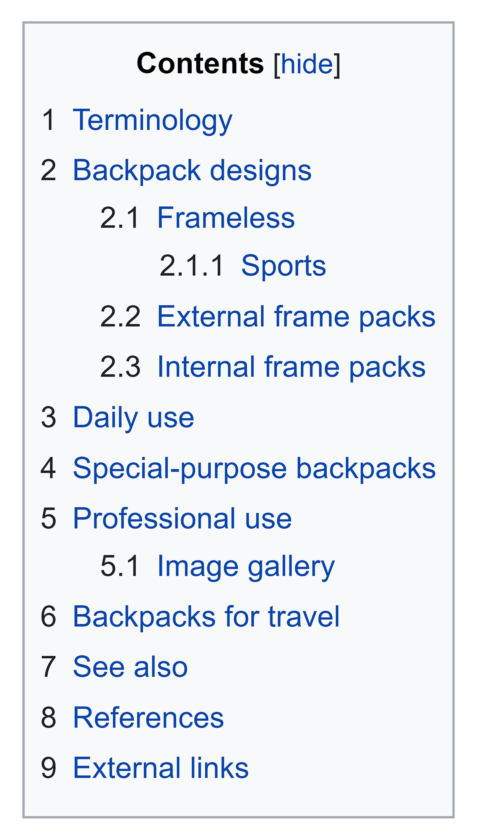 Wikipedia – Backpack – Contents Wikipedia – Backpack – Contents